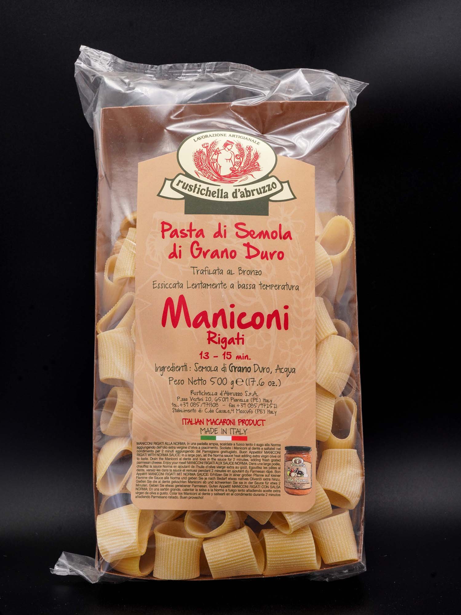 Maniconi rigati semola di grano duro Rustichella d'Abruzzo